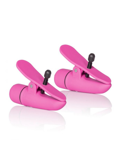 Розовые зажимы на соски с вибрацией Nipple Play Nipplettes