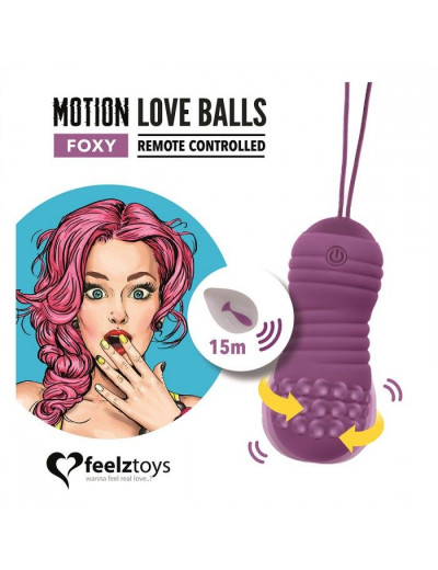 Фиолетовые вагинальные шарики с вращением бусин Remote Controlled Motion Love Balls Foxy