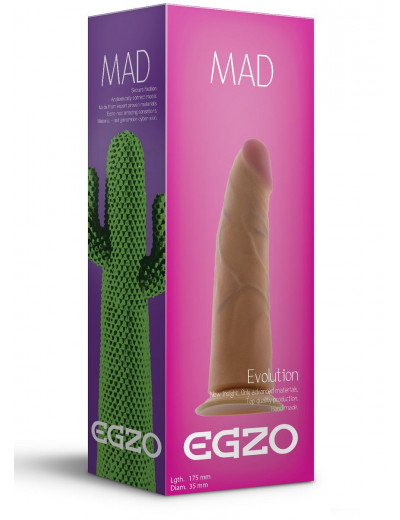 Телесный фаллоимитатор без мошонки Mad Cactus - 17,5 см.