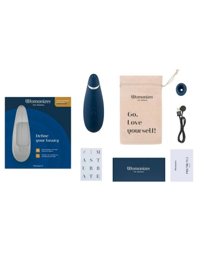Синий клиторальный стимулятор Womanizer Premium 2