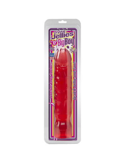 Большой розовый фаллоимитатор Crystal Jellies 12  Big Boy - 29,5 см.
