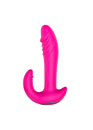 Розовый вибратор-ротатор с дополнительным отростком NAGHI NO.22 RECHARGEABLE DUO VIBRATOR