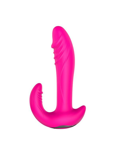 Розовый вибратор-ротатор с дополнительным отростком NAGHI NO.22 RECHARGEABLE DUO VIBRATOR