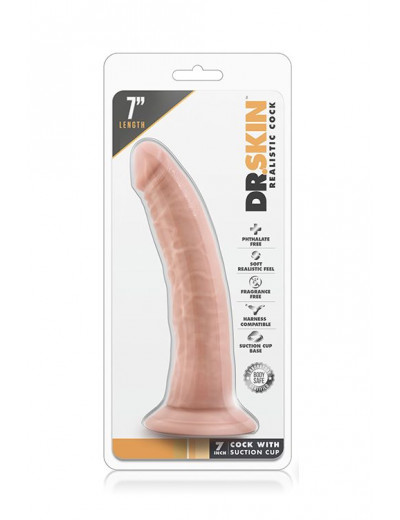 Телесный фаллоимитатор Dr. Skin 7 Inch Cock With Suction Cup - 19 см.