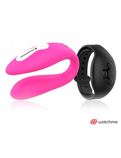 Розовый вибратор для пар с черным пультом-часами Weatwatch Dual Pleasure Vibe