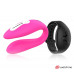 Розовый вибратор для пар с черным пультом-часами Weatwatch Dual Pleasure Vibe
