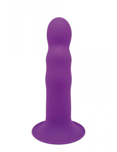 Фиолетовый фаллоимитатор-реалистик PREMIUM RIBBED DILDO - 18 см.