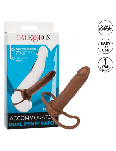 Коричневая насадка для двойного проникновения Accommodator Dual Penetrator - 13,2 см.