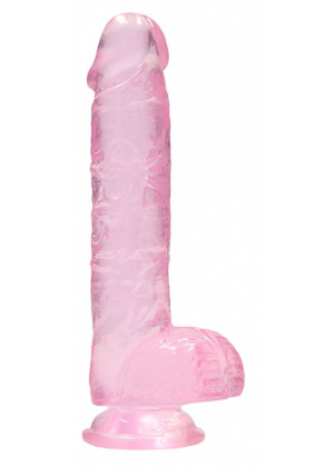 Розовый фаллоимитатор Realrock Crystal Clear 8 inch - 21 см.