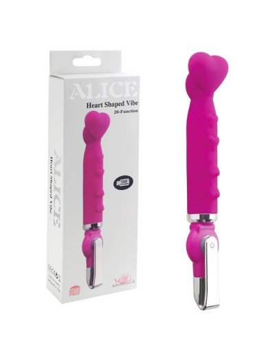 Розовый вибратор ALICE 20-Function Heart Shaped Vibe - 18,2 см.