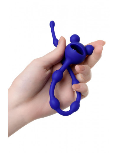 Синяя силиконовая анальная цепочка Froggy - 27,4 см.