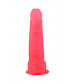 Розовый фаллоимитатор с удлинённой мошонкой - 16,5 см.