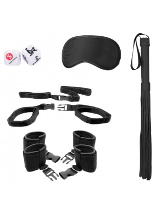 Черный игровой набор БДСМ Bed Post Bindings Restraing Kit
