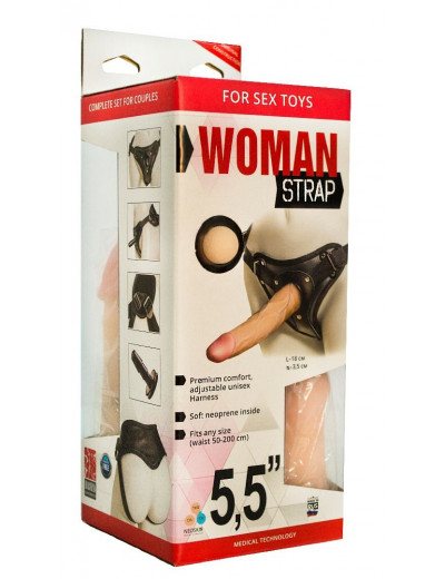 Женский страпон с вагинальной пробкой Woman Strap - 18 см.