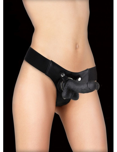 Чёрный страпон Realistic 7 Inch Strap-On - 21,3 см.
