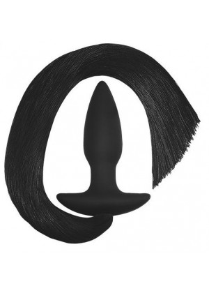 Черная анальная пробка с хвостом Silicone Anal Plug with Pony Tail