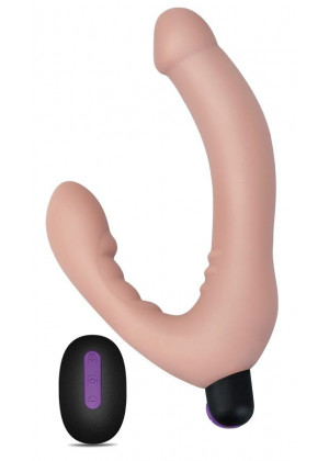 Безремневой страпон с вибрацией и пультом ДУ Rechargeable IJOY Strapless Strap on - 22 см.