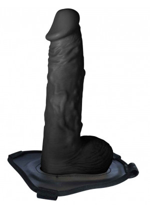 Черный поясной полый фаллоимитатор Lust Hollow Strap-On - 23 см.