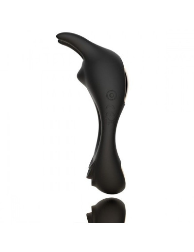 Черное эрекционное кольцо с двумя моторами Zeus Dual Vibe Cock Ring