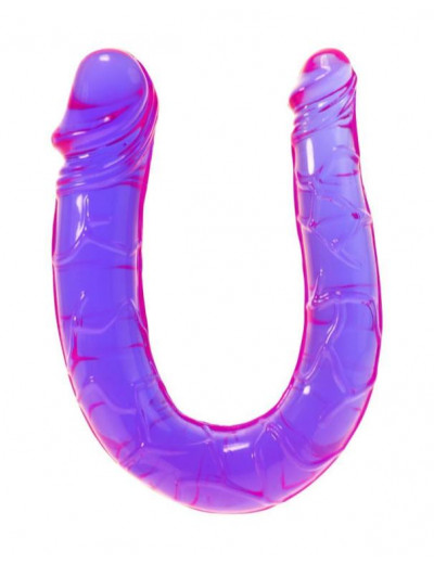 Фиолетовый U-образный фаллоимитатор Mini Double Dong - 30 см.