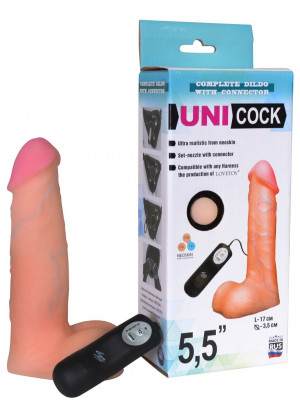 Фаллическая насадка Харнесс UNICOCK 5,5  с вибрацией - 17 см.
