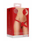Красный двойной вибрострапон Double Vibrating Silicone Strap-On Adjustable - 15,5 см.