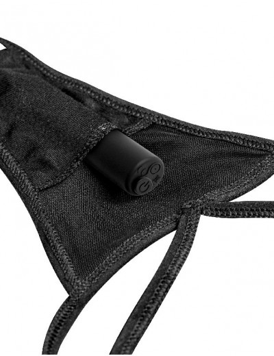 Черные трусики Remote Lace Peek-a-Boo XL-XXL с вибрацией и анальным стимулятором
