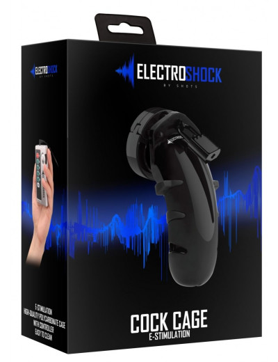 Черный мужской пояс верности с электростимуляцией E-stim Cockcage