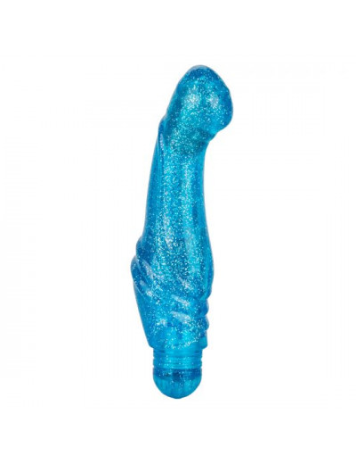 Голубой вибратор с блёстками G Glitz - 17,5 см.
