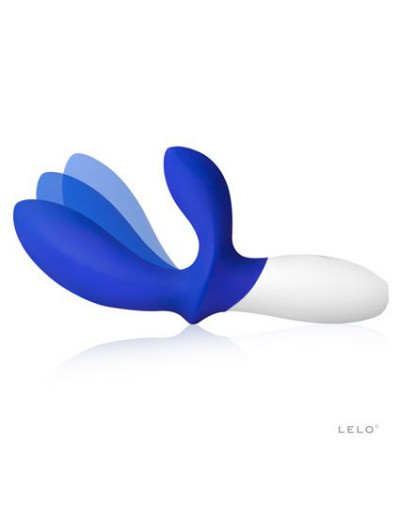Синий вибромассажёр простаты Loki Wave Federal Blue с отростком для стимуляции промежности - 19,6 см.