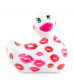 Белый вибратор-уточка I Rub My Duckie 2.0 Romance с розовым принтом