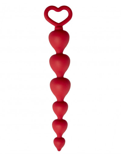 Бордовая анальная цепочка Heart Ray - 17,5 см.