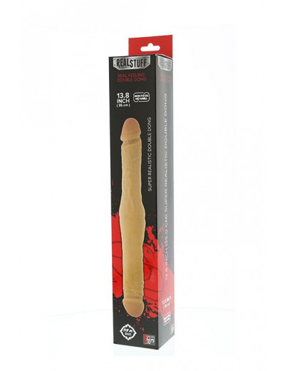 Двусторонний фаллоимитатор с утолщением посередине REALSTUFF DUO DONG 13.9INCH - 35,5 см.