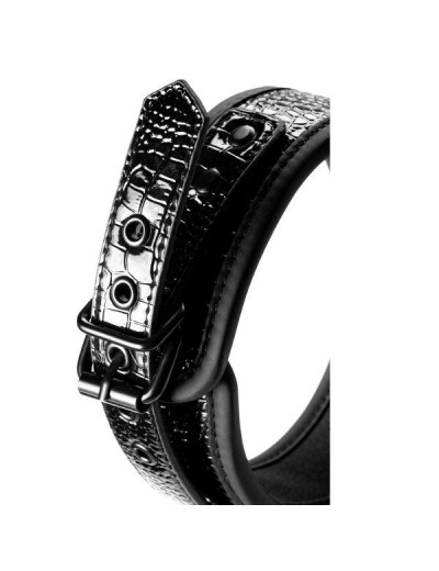 Черный ошейник с поводком Croco Collar and Leash