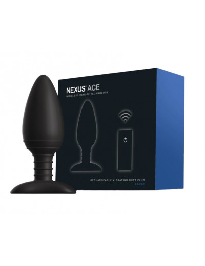 Чёрная вибровтулка NEXUS ACE LARGE с дистанционным управлением - 14 см.
