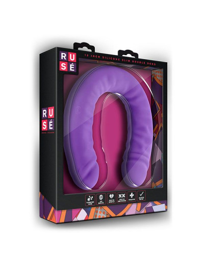 Фиолетовый двусторонний фаллоимитатор 18 inch Silicone Slim Double Dong  - 45,7 см.