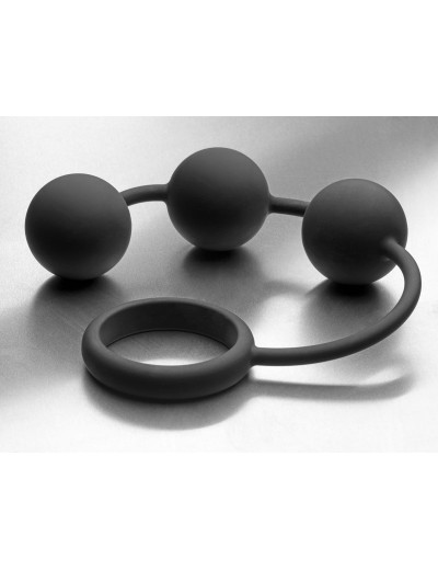 Анальные шарики Tom of Finland Silicone Cock Ring with 3 Weighted Balls