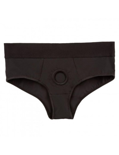 Черные трусы для страпона BACKLESS BRIEF HARNESS S/M