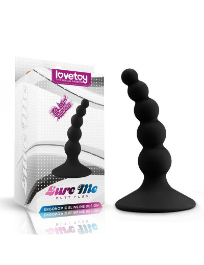 Черный анальный стимулятор с шариками Lure me Beaded Anal Plug - 10,3 см.