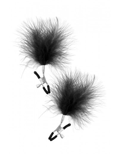 Зажимы на соски с черными пуховыми кисточками Sweet Caress Feather Nipple Clumps
