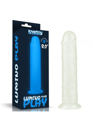 Прозрачный, светящийся в темноте фаллоимитатор Lumino Play Dildo - 21 см.
