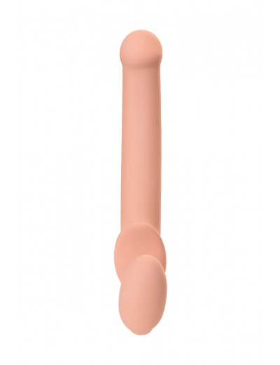 Телесный безремневой страпон Silicone Bendable Strap-On M