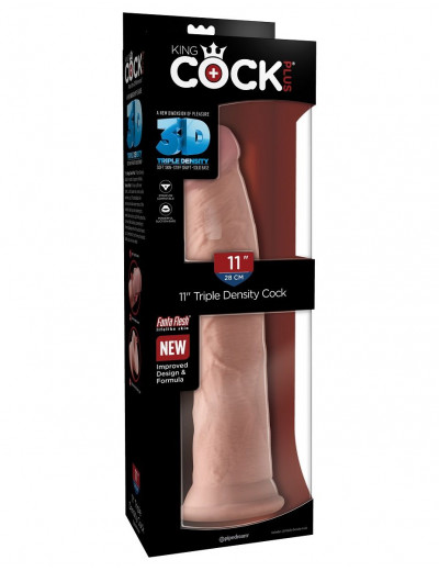 Телесный фаллоимитатор на присоске 11  Triple Density Cock - 25,4 см.