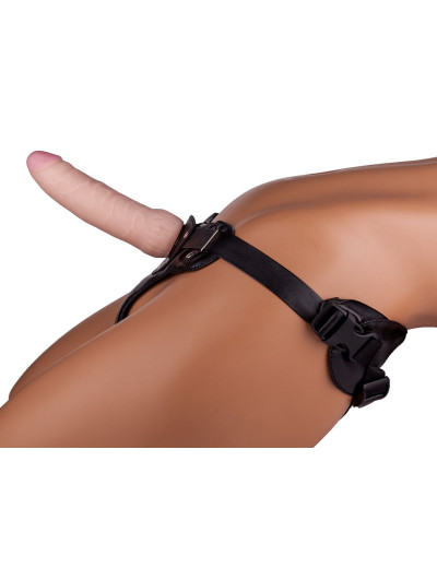 Черный пояс-трусики с двумя насадками Soft-Dolli - 16,5 и 10,5 см.