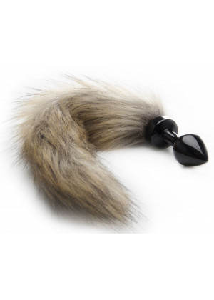 Черная маленькая анальная пробка с хвостиком Fox Tail Buttplug