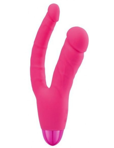 Розовый двойной вибратор INDULGENCE Rechargeable Insatiable Desire - 21 см.