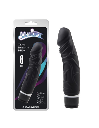 Черный вибратор-реалистик Thick Realistic Dildo - 19,5 см.