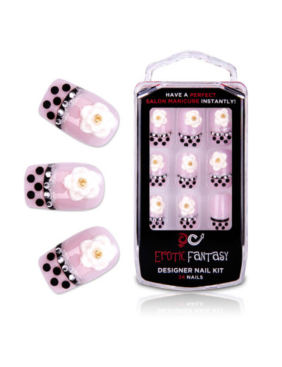 Типсы для ногтей из акрила Black Dots   Crystal