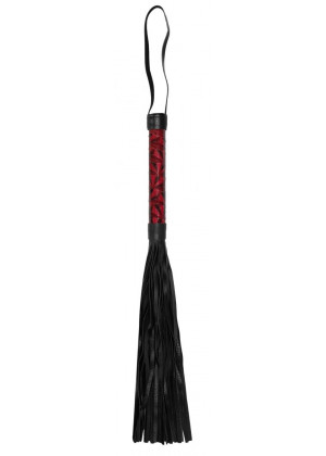 Красно-черная многохвостовая гладкая плеть Luxury Whip - 38,5 см.
