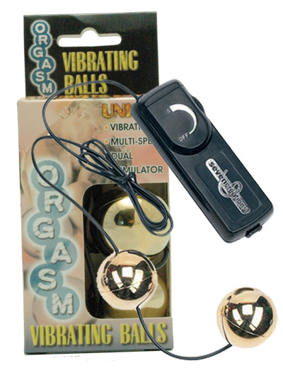 Вагинальные шарики с вибратором золотого цвета ORGASM VIBRATING BALL